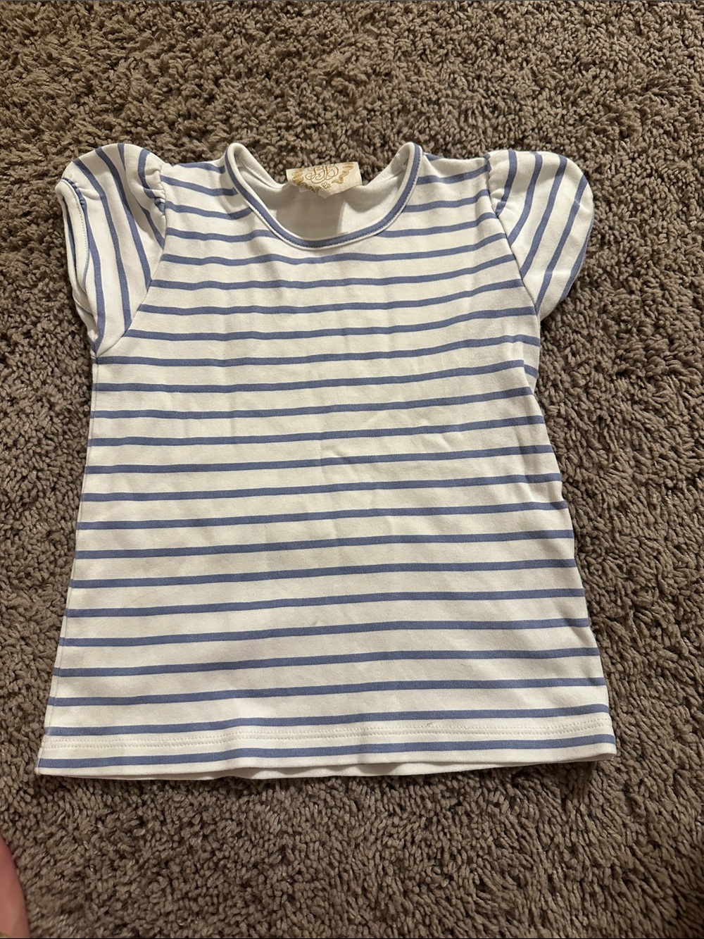 TBBC girls Striped Puff-Sleeve Top - White & Light Blue
